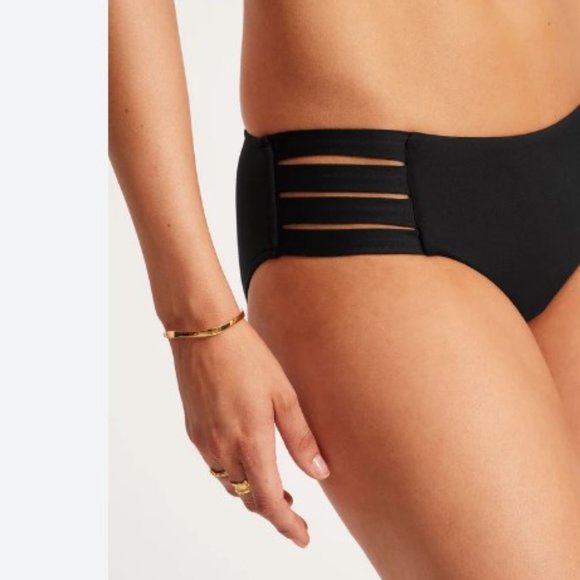 Seafolly Multi Strap Hipster Bottom in Black - Picture 3 of 8